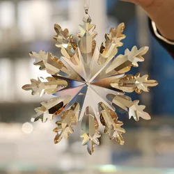 Exquisite Crystal Snowflakes Figurine Glass Flower Car Pendant Ornament Handmade Sun Catcher Hanging Trim Christmas Gift