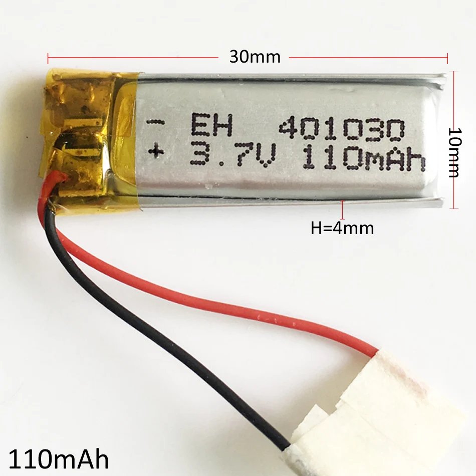 3 szt. Akumulator litowo-polimerowy LiPo 3,7 V 110 mAh 401030   Do zestawu słuchawkowego Mp3 GPS Bluetooth Rejestrator Bransoletka Zegarek LEDLIGHT