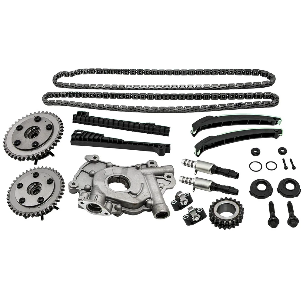 5.4L 3V Timing Chain For Lincoln 2004 2005 2006 2007 2008 Oil Pump Kit+Cam Phasers+Solenoid For Ford F150