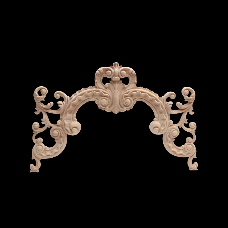 Modern Antique Long Rubber Wood Onlay Doors  Wood Applique  Wood Figurines Wood Mouldings Furniture Decoration Accessories Home