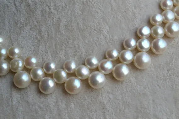 New Favorite Pearl Necklace 3 Rows 6-8mm 16inches White Color Flat Genuine Freshwater Pearl Jewelry Charming Lady Gift