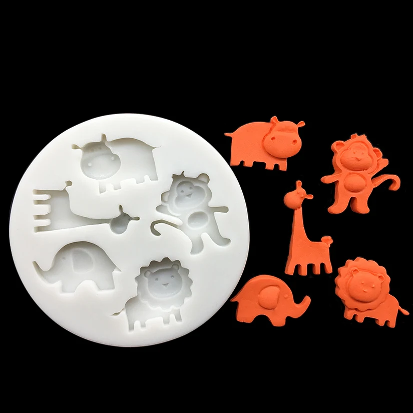 Giraffe Lion Monkey Elephant Cartoon Silicone Sugarcraft Mold Chocolate Cupcake Baking Fondant Cake Decorating Tools