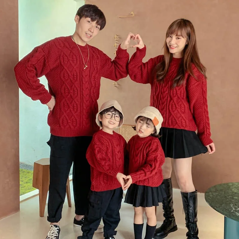 Mother And Child Women's Cotton Sweater Western Style Thick Autumn And Winter Tops High-end Parent-child Wear 2022 New Trendy Wi