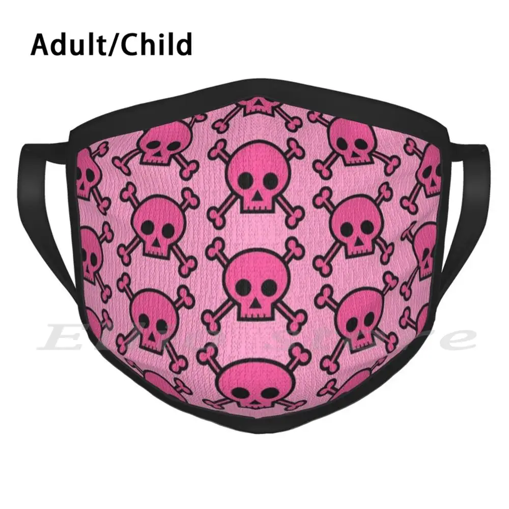 Pink Skull And Crossbones Emo Girl Funny Print Reusable Warm Scarf Mask Pink Punk Rock Emo Skull Skulls Pattern Cute