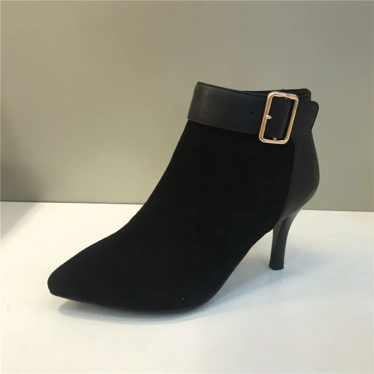 

High Heels Short Boots Women Winter Suede Ankle Boots For Women Pointed Toe Botas Mujer Casual Shoes Woman Sexy Zapatos De Mujer