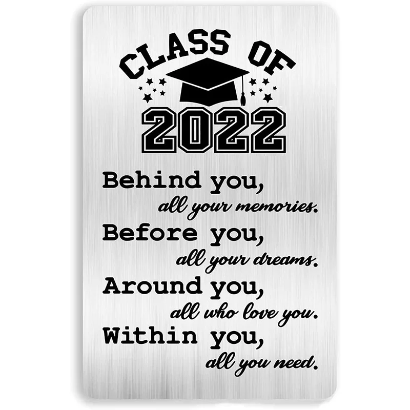 Class of 2022 Graduation Gift,Inspirational Engraved Metal Wallet Card Inserts for Birthday Graduation Christmas Gift DIY Custom