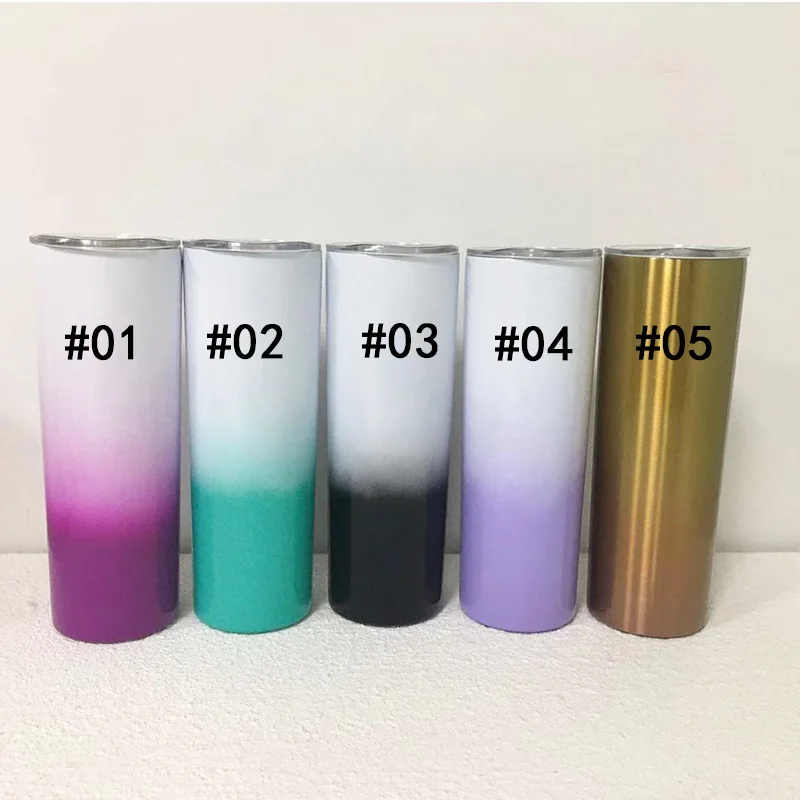 18Pcs/Lot Gradient Skinny Tumbler With Lid Straw 20oz Water Bottle Eco-Friendly Vacuum Insulated Waterproof Glass For Party