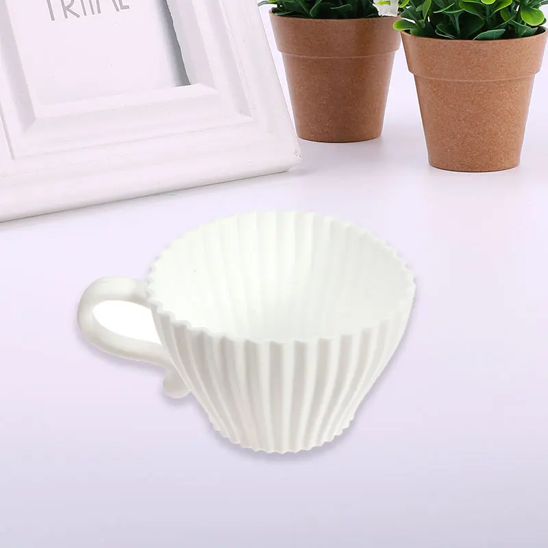 Silicone Cupcake Cups Muffin Baking Cake Tea Saucer Teacup Mold Mould