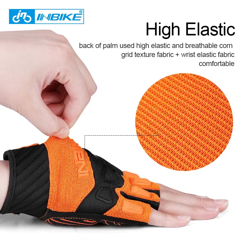 INBIKE Cycling Gloves Men Half Finger Bicycle Running Fitness Sports Breathable Protective Fingerless Glove Cycling Accessories