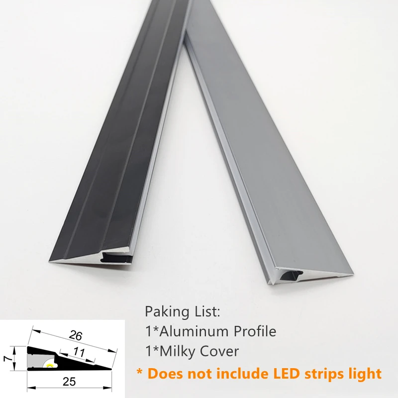 7mm Ultra-thin LED Cabinet Strip Light Aluminum Profile Wardrobe 45 Degree Oblique Lighting No Slotting Front Hidden Shelf Lamp