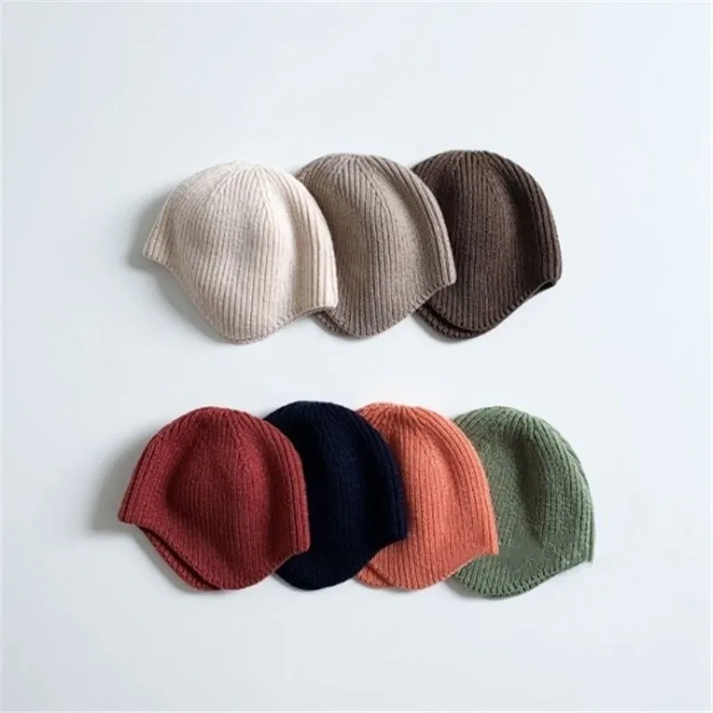 

2025 Autumn Winter New Solid Color Baby Knitted Hats Kids Girls Boys Beanies Caps Warm Soft Casual Hats For Children 1-6 Year