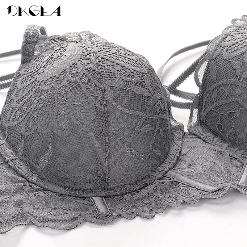 NEW Brand Sexy Underwear Set White Bras Gather Cotton Thick Brassiere Lace Embroidery Lingerie Set Women Deep V Push Up Bra Sets