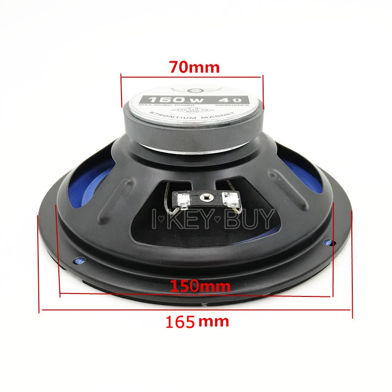 6/6.5 Inch 165mm Car Audio Wood Box Modified Full Frequency Midrange 4 Ohm 150W Pure Paper Cone  Foam Edge  Speaker with Wire