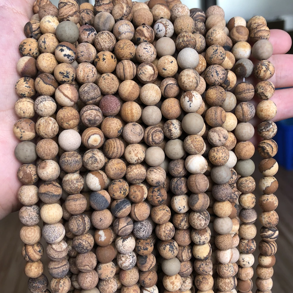 Natural dull polish matte picture Jaspers stone beads for jewelry making 15inches natural stone beads 4/6/810mm