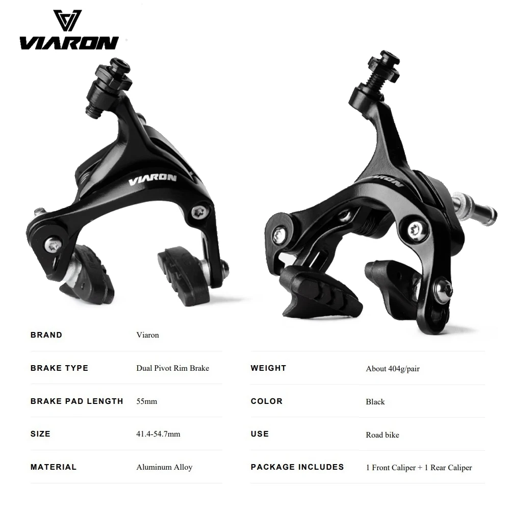 VIARON Road Bike Brake Dual Pivot Calipers Aluminum Alloy Front Rear Bike Rim Brakes Side Pull 700c C Brake Bike Parts