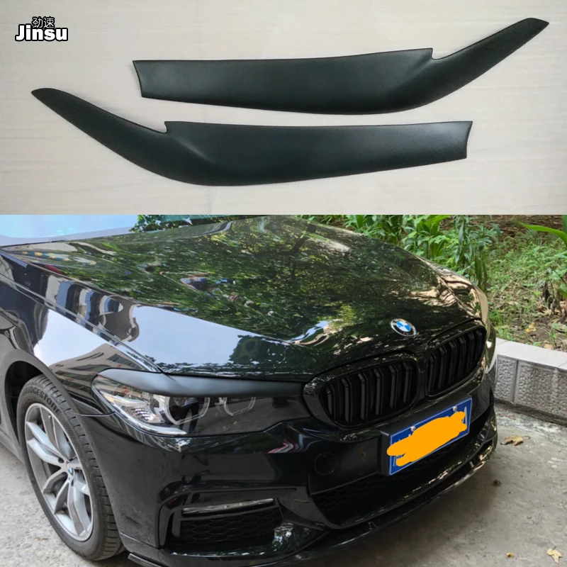 

Fiber glass Front Headlight Covers Eyelids eyebrows for BMW 525i 530i 540i G30 G31 F90 M5 Sedan Matte Black FRP Primer 2pcs