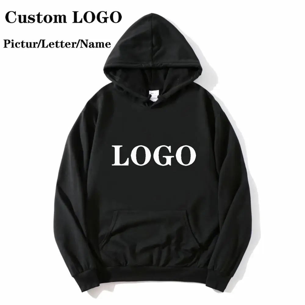 

DropShipping Custom Logo Hoodies Women Men DIY Logo Text Photo Pullover Sweatshirt With Pocket Hop Hip Party Streetwear