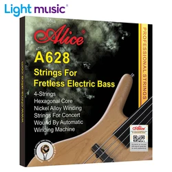 Alice A628 Fretless 4 Electric Bass Strings Full Set 4 Strings Hexagonal Core Nickel Alloy Wound Gold Ball-End Bass String