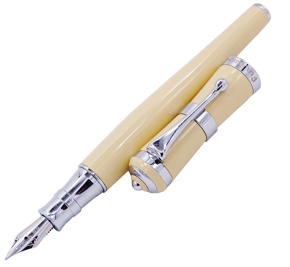 

Fuliwen 2051 Metal Fountain Pen, Fresh Fashion Style Fine Nib 0.5mm Beautiful Cream for Office Home School, Men and Women