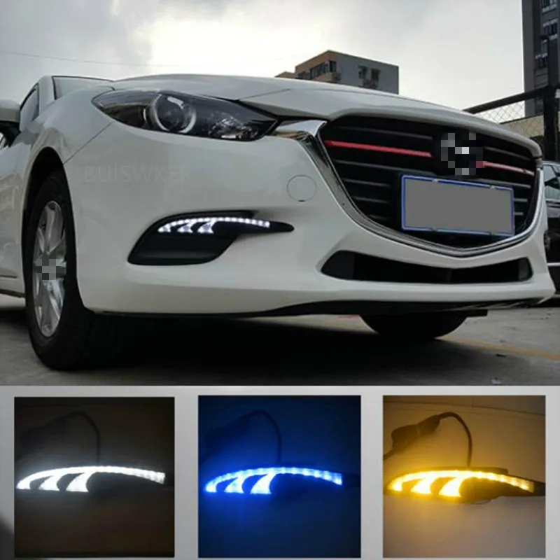 for Mazda 3 Mazda3 Axela 2017 2018 Driving DRL with turn signal Daytime Running Light fog lamp Relay 12V Daylight car styling