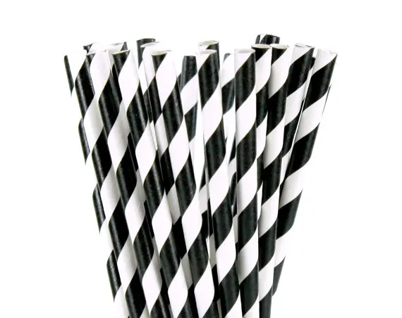 25pcs Black Red Paper Straws Design Straws For Birthday Wedding Decorative Party Event Drinking Straws Supplies