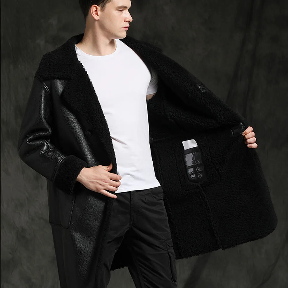 LUHAYESA cappotto in vera pelliccia morbida addensata uomo medio inverno caldo Slim abito colletto giacche in vera pelle pelliccia di Shearling