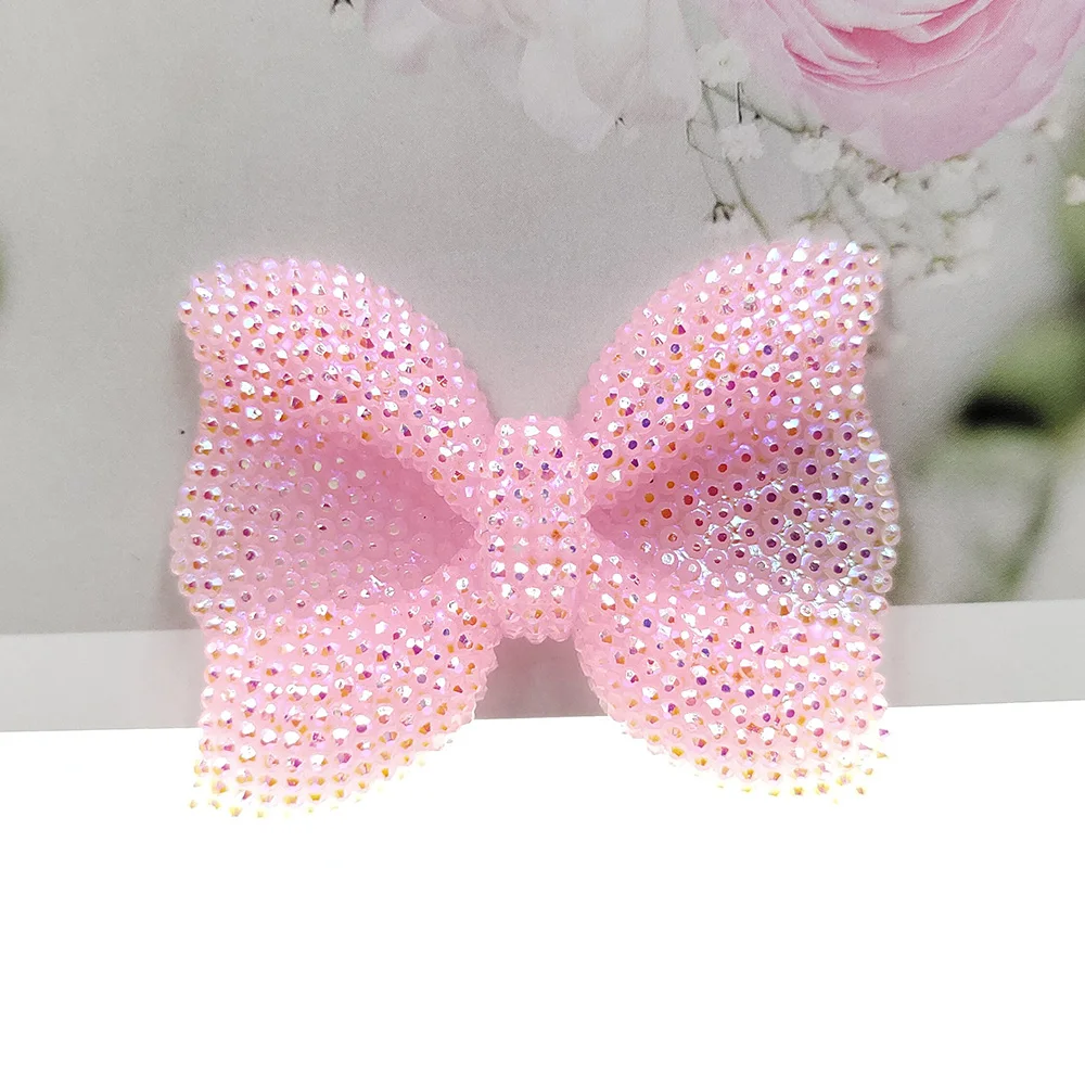 6pcs/lot flat back resin ab color bows  hot sale big size flowers resin cabochons accessories