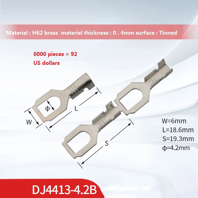 500pcs DJ4413-4.2B CrimpTerminals Cold naked terminal Fork Y-type Terminals Cable Wire Connector