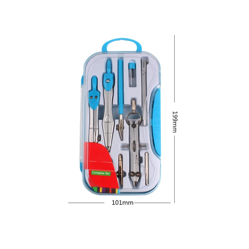 9Pc Geometrie Set Metalen Kompas Geometrie Precisie Tool Set Met Onbreekbaar Opbergdoos Voor Student Tekening Supply