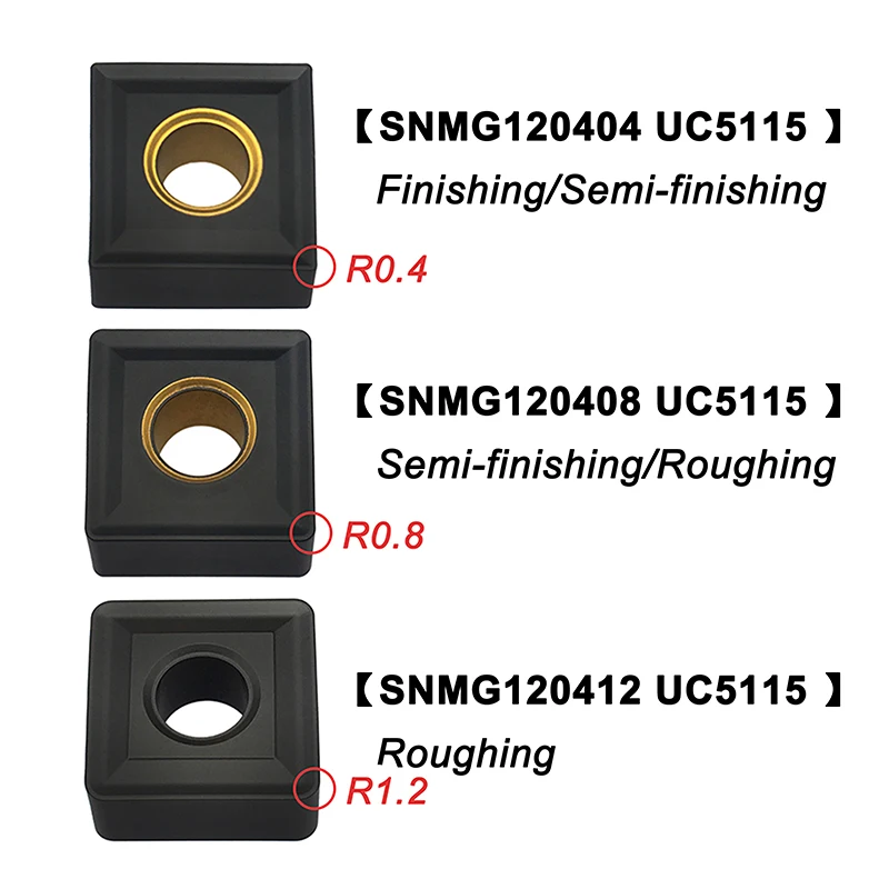 10PCS SNMG120404 SNMG120408 SNMG120412 UC5115 Carbide Inserts External Turning Tool SNMG CNC Lathe Cutter Tools For Cast Iron