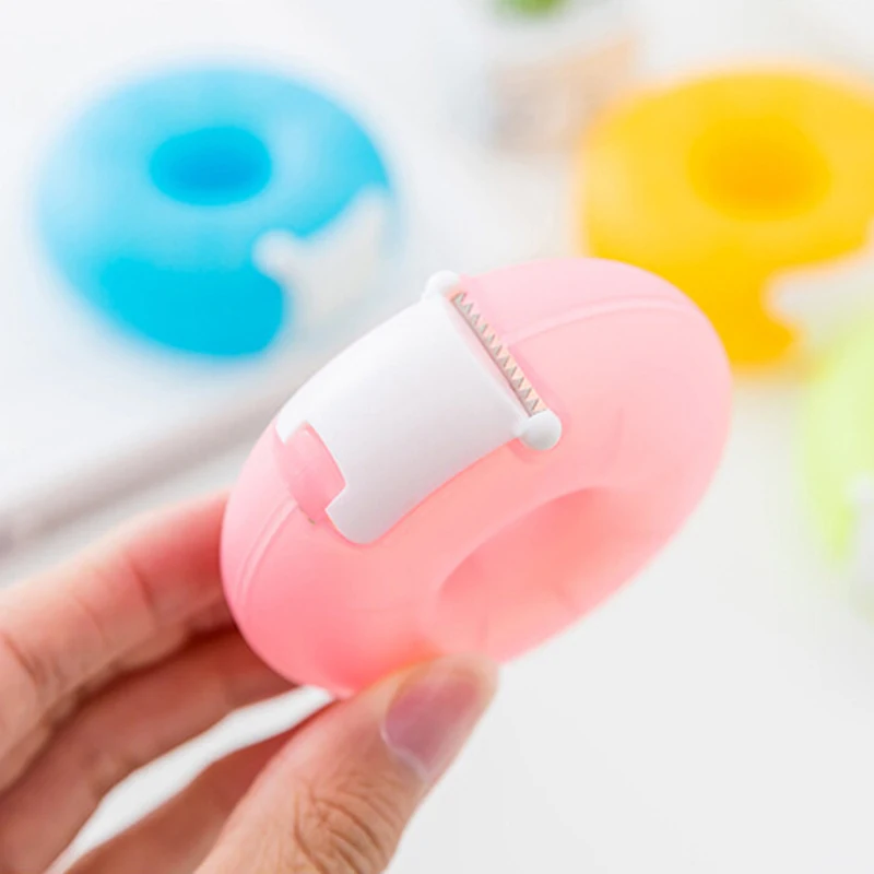 1x الكرتون الشريط موزع القرطاسية المحمولة دونات الشريط حامل شريط غير مرئي