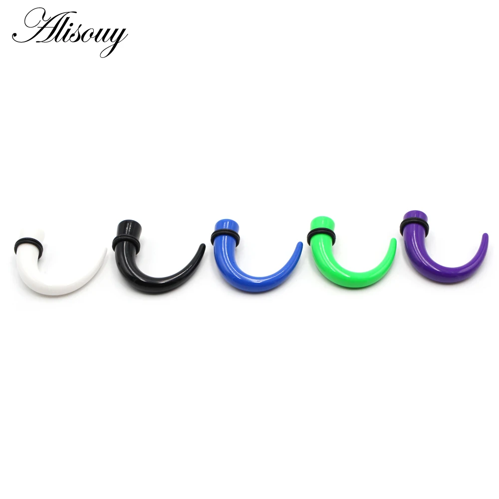 Alisouy 2pcs 1.6mm-11mm Acrylic C Sahpe Buffalo Horn Ear Gauges Ear Taper Stretching Plugs Tunnel Expander Body Piercing Jewelry