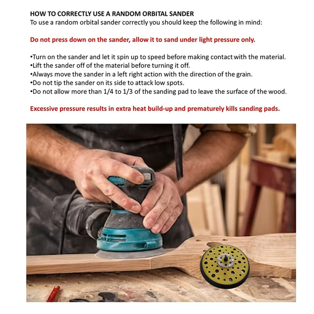 Supporto per levigatrice media da 6 pollici 150mm 54 fori cuscinetto a strappo per disco di lucidatura Mirka CEROS DEROS per la lavorazione del legno