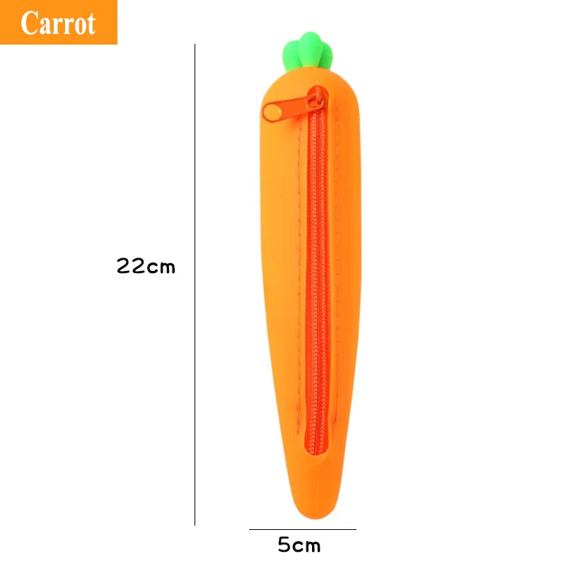 Imagem -06 - Criativo Zipper Silicone Lápis Case Kawaii Pen Bolsa de Armazenamento Berinjela Ervilhas Vagem de Feijão Milho Forma de Cenoura Presente Organizador Kids