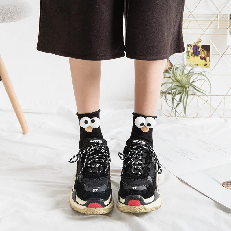 Funny Socks Women\'s Short Cotton Hot Sale 3D eyes Designer Fashion Amusing Lovely Harajuku kawaii Gift Happy Cute Socks