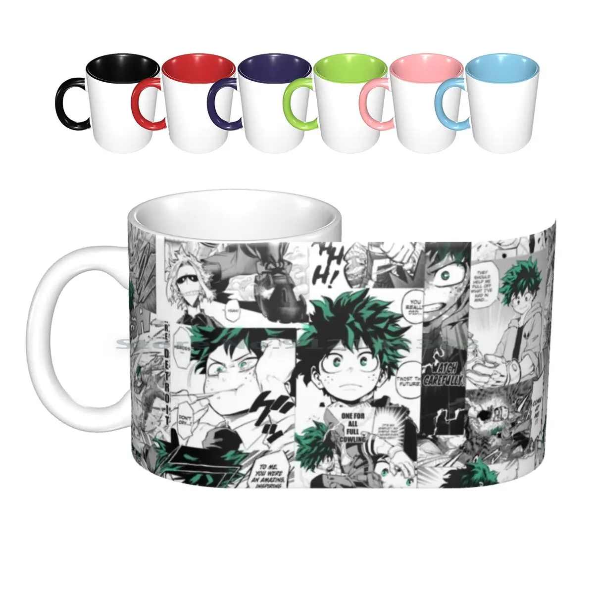 Deku Manga Collage Ceramic Mugs Coffee Cups Milk Tea Mug Deku Boku No Hero Academia Midoriya Anime Bnha All Might Hero Midoriya