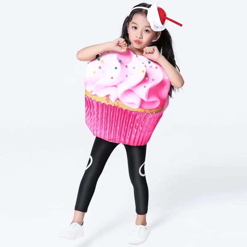 Cosplay Halloween Kinder Cupcake Party Kostüm Fancy Dress Up Doppelseitige Eis Kostüme Für Unisex Kind Mädchen DN4286