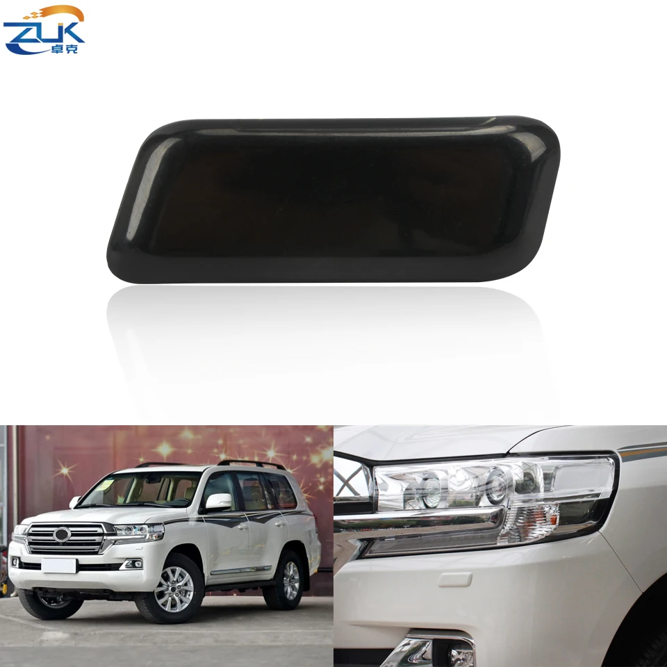 ZUK Front Bumper Headlight Washer Nozzle Cover For TOYOTA LAND CRUISER 200 LC200 2016-2020 Headlamp Water Sprayer Cap Unpainted