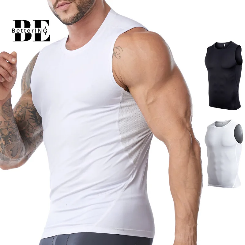 Spring-summer 2021 Men's Sports Vest Tight Sleeveless Fitness Clothing Basketball Running Yoga Fast Dry Breathable Vest