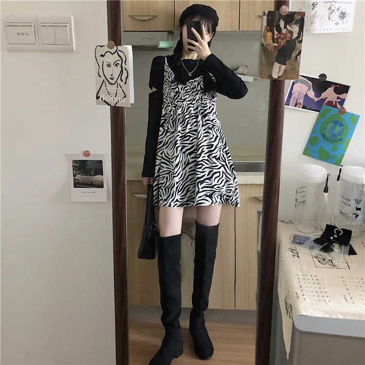 Frische Süße Chic Mädchen Kleid Herbst 2020 Neue Koreanische Stil Hosenträger Kleid für Frauen kawaii kleidung süße lolita kleid