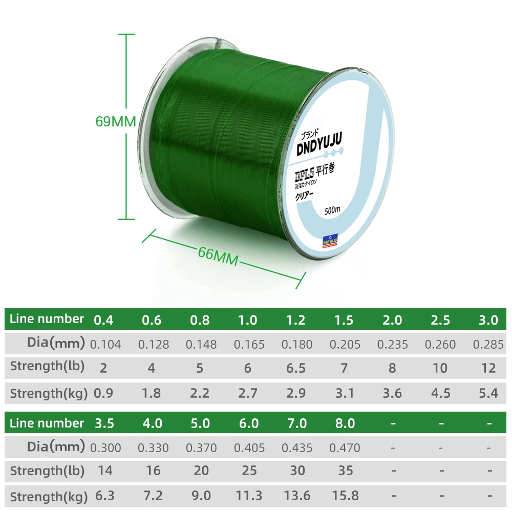 DNDYUJU – ligne de pêche en Nylon, Monofilament, matériel de pêche, Super solide, marque japonaise, 500M