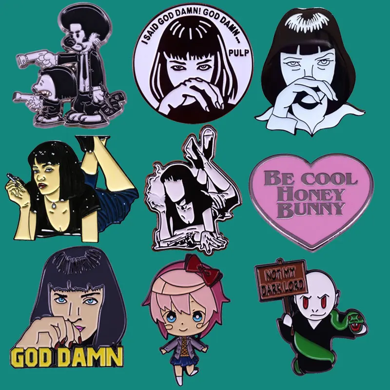 Mia Wallace Pulp Fiction Enamel Pins Brooch Collecting Girl Lapel Badges Men Women Fashion Jewelry Gifts Adorn Backpack Collar