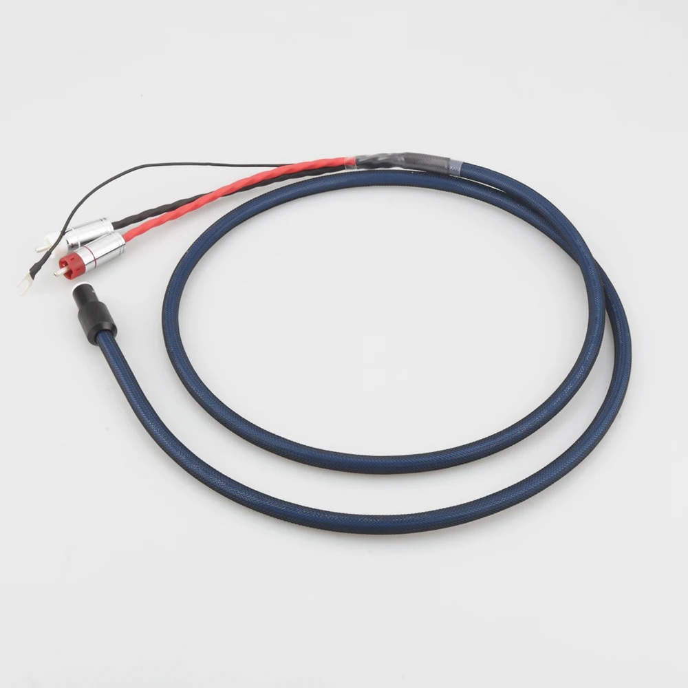 Audiocrast OFC Silver Plated With shielding 5 pin DIN to RCA U spade plug Audio Phono Tonearm Cable with Ground Wire