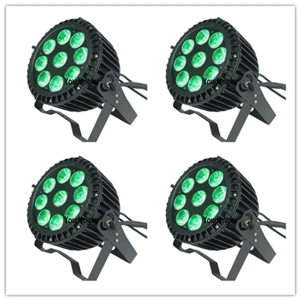 4pcs LED ip65 flat par outdoor  dmx 9*18w 6 in 1 rgbwa uv waterproof 6 in 1 slim led par can light for disco party decoration