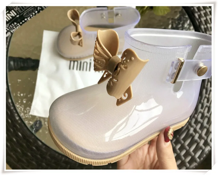 Mini Style Cute Bowtie Girl Rain Boots Ins Kids Water Shoes Baby Boots Waterproof Toddler Rain Boots 13cm-18cm HMI013