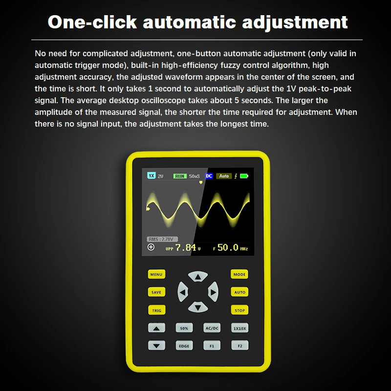 ADS5012h Handheld Digital Portable Oscilloscope Mini Storage Oscilloscope Kit with 100MHz Bandwidth 500MS/s Sampling Rate 2.4\'\'