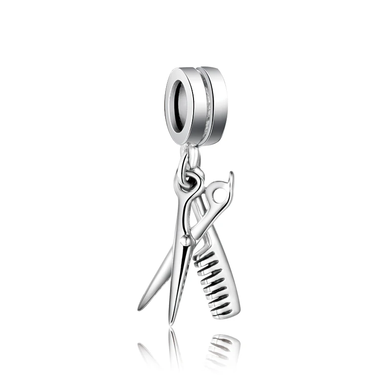 Comb And Scissors Pendant Charms New 925 Sterling Silver Shears Beads Fit Original European Bracelet For Women Fine Jewelry Gift