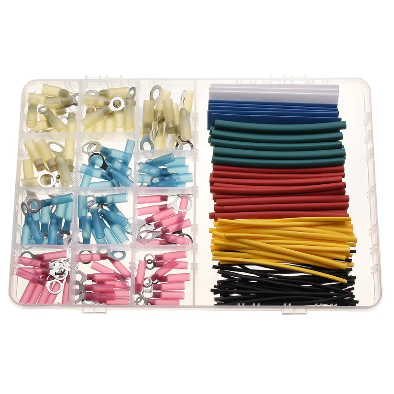 

1set Pure RV Hot Shrinkage Terminal &100 PCS Color Heat Shrinkable Tube with Stickers