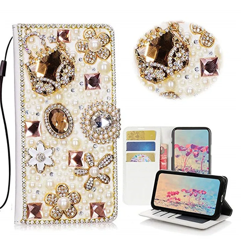 Lipstick Kiss Flower Handbag Diamond Flip Wallet Leather Case Cover For Samsung Galaxy Note 20 10 S23 S22 S21 S20 Ultra S10 Plus