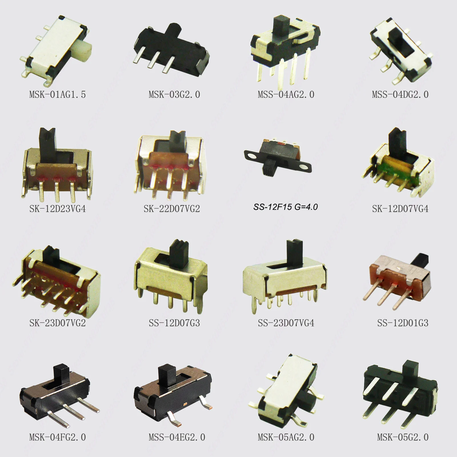 20PCS Mini Slide Switch On-OFF Micro Toggle Switch 1P2T H=1.5/2/4MM Miniature Horizontal Slide Switch SMD/DIP